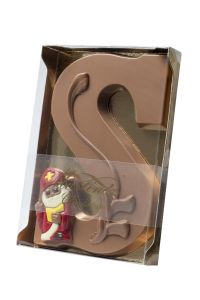 Gedecoreerde luxe chocoladeletter met sint afbeelding