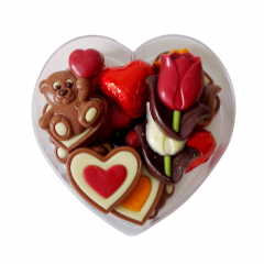 Transparant hart met chocolade