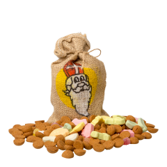 Jute zakje met kruidnootjes en schuimpjes