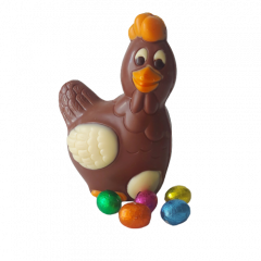 HELAAS UITVERKOCHT..Vrolijke grote kip met eitjes
