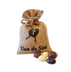 Jute zakje "Peublo"  klein choco